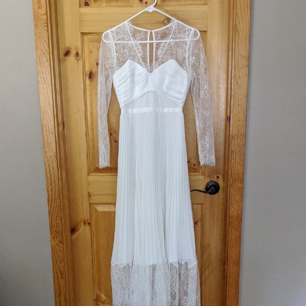 Self-Portrait White Lace Long Sleeve Maxi Dress